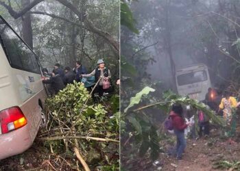 Xe khách chở 29 người lao xuống vực ở Tam Đảo