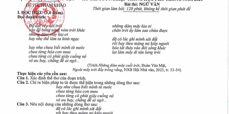 Bộ GD-ĐT công bố đề tham khảo thi tốt nghiệp THPT năm 2024